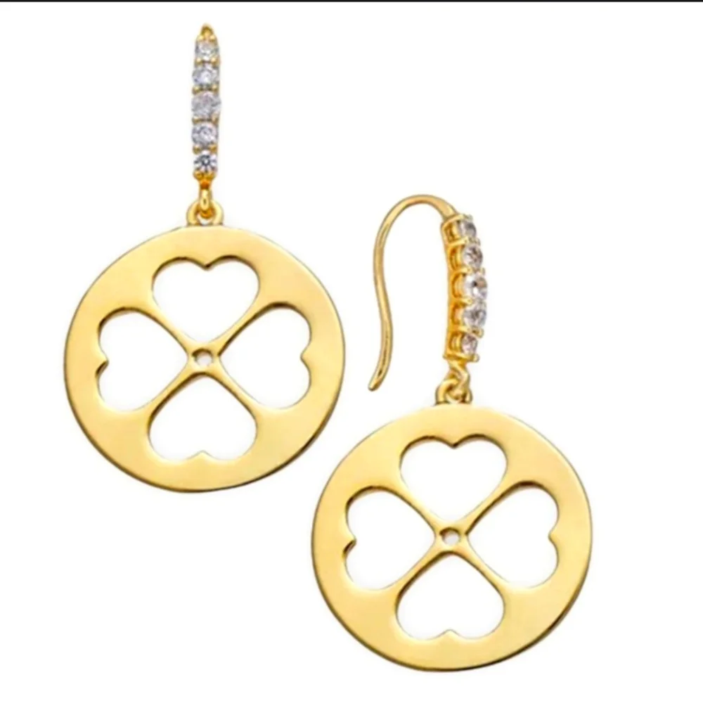 NWT Kate Spade Floral Symbols Earrings - gold/white cz